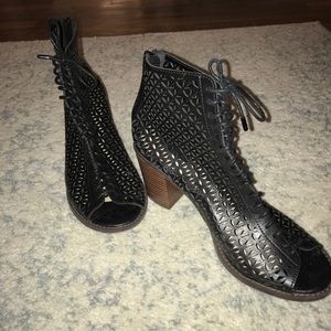 Black lace up booties